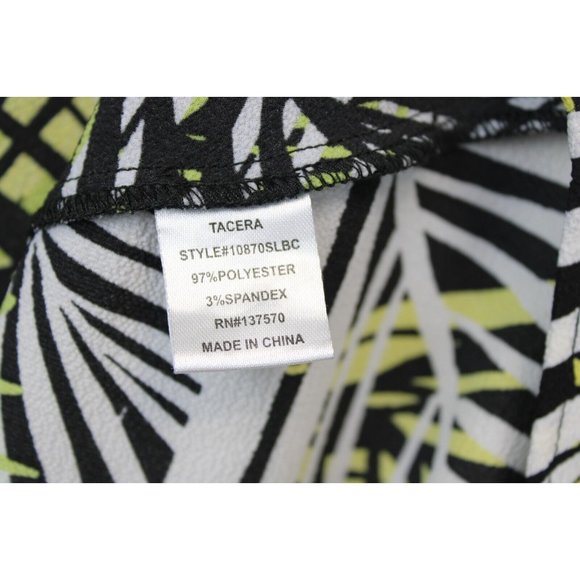 Tacera A-Line Button Down Dress Sleeveless Leaf Print Yellow Black - Picture 10 of 13